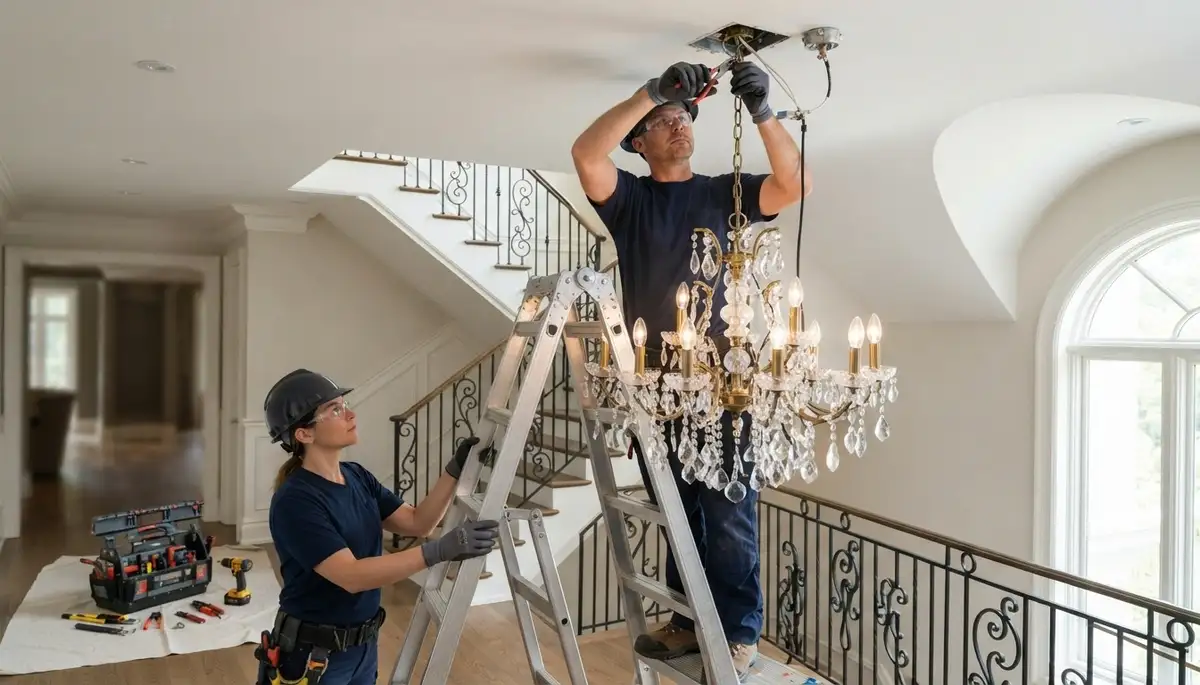 Chandelier installation service for Aurora, Colorado homes by On Call Electrical electricians
