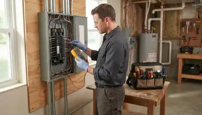 Aurora, CO electrician conducting a professional home electrical inspection