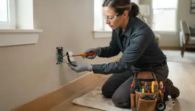 Electrician providing outlet repair services for an Aurora, CO home
