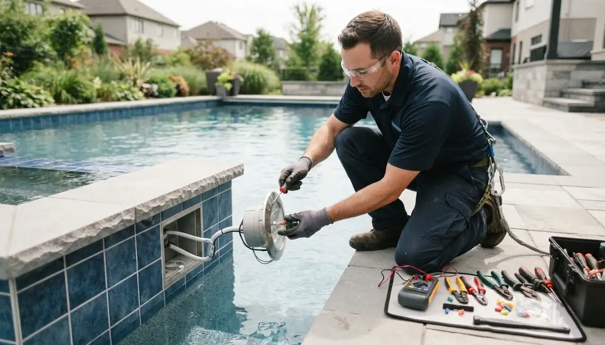 Pool light installation and repair by an electrician in Aurora, Colorado