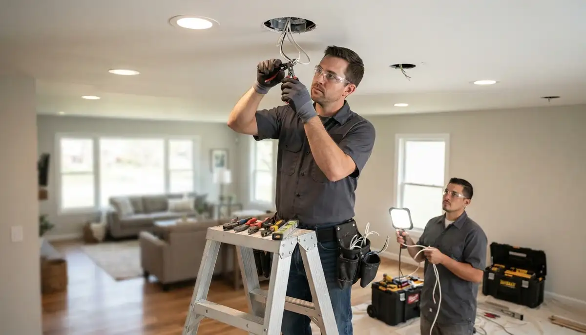 Recessed lighting installation by electricians serving homes in Aurora, Colorado